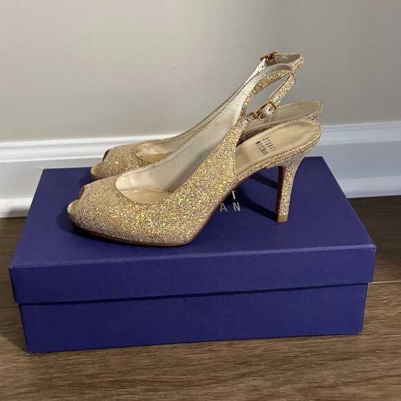 Stuart Weitzman Litely Aurora Glitter Gold Pump - Picture 10 of 16